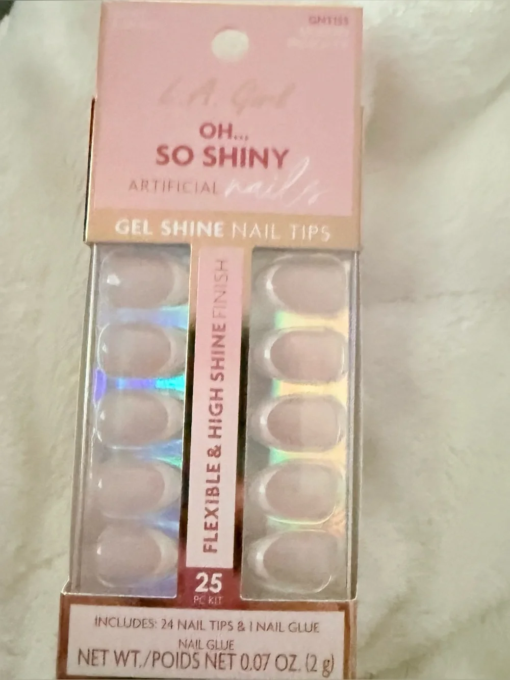 New LA Girl Oh So Shiny Gel Press-On Nails - Modern French Tips Short Almond
